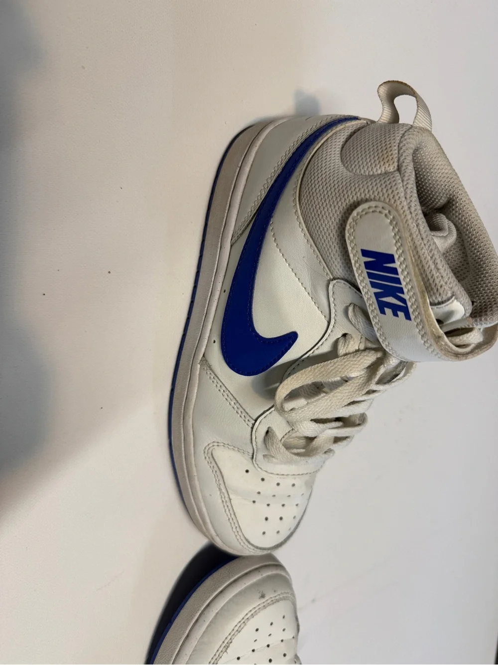 Nike Kids White and Royal Blue High-Top Sneakers